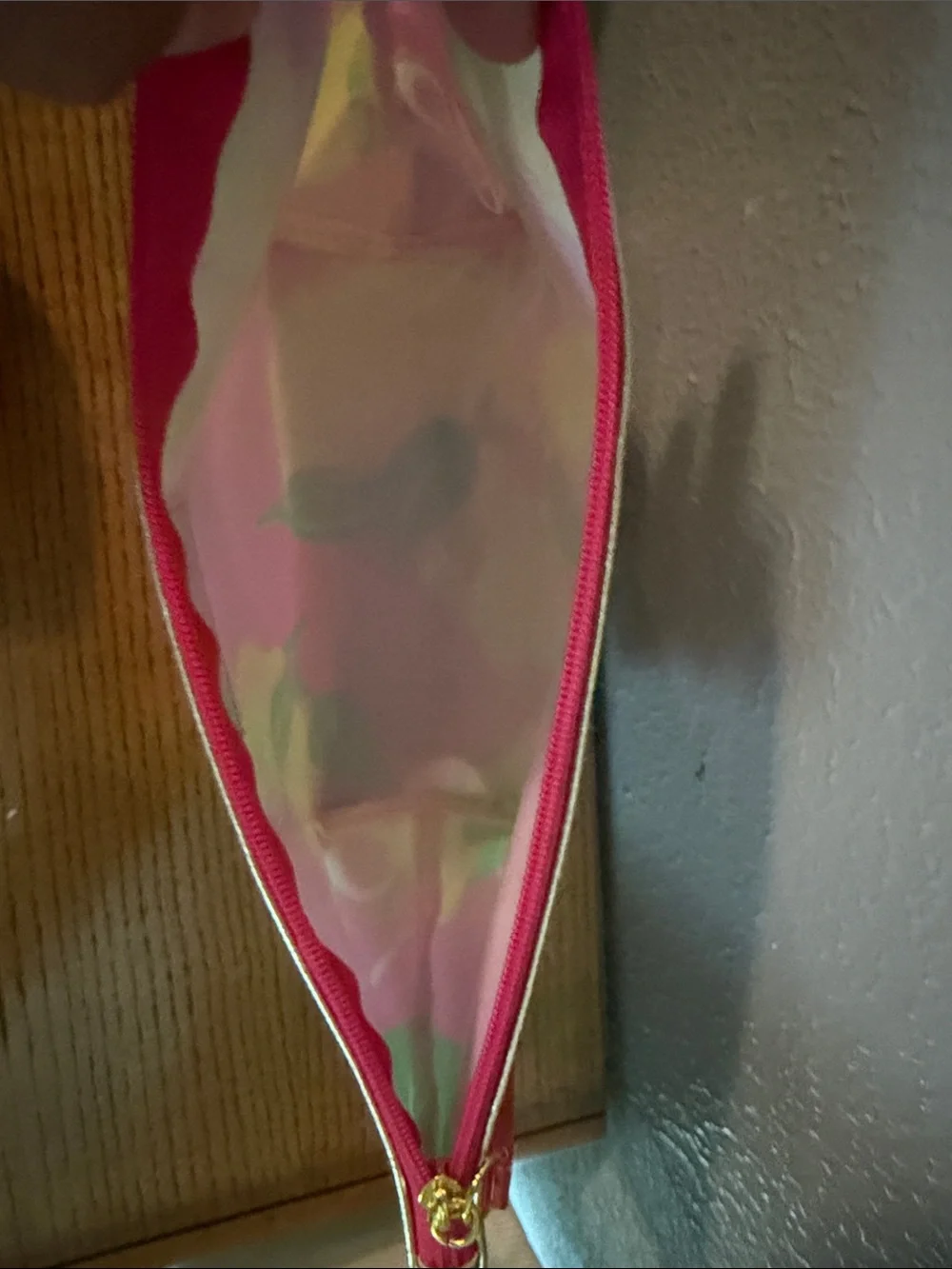 Lilly Pulitzer Pink Lemon Cosmetic Pouch with Gold Trim